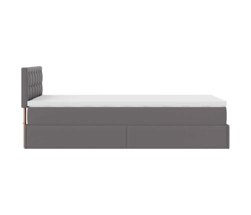 Cama otomana colchón cuero sintético gris 90x190 cm