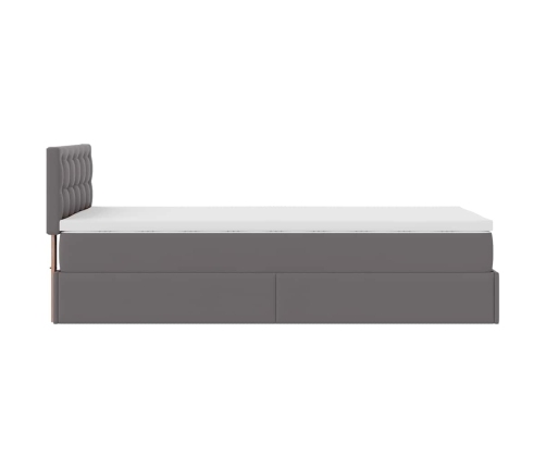 Cama otomana colchón cuero sintético gris 90x200 cm