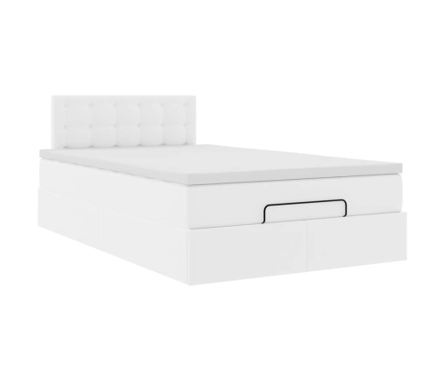 Estructura cama otomana colchón cuero sintético blanco