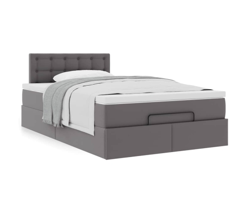 Estructura cama otomana colchón gris 120x190 cm cuero sintético