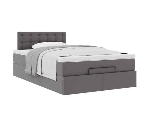 Estructura cama otomana colchón gris 120x190 cm cuero sintético