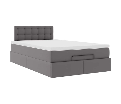 Estructura cama otomana colchón gris 120x190 cm cuero sintético