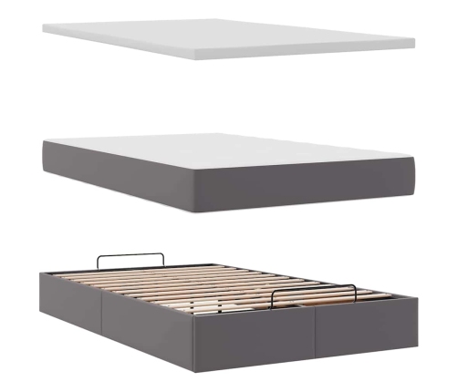 Estructura cama otomana colchón gris 120x190 cm cuero sintético