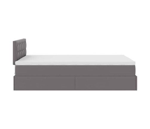 Estructura cama otomana colchón gris 120x190 cm cuero sintético