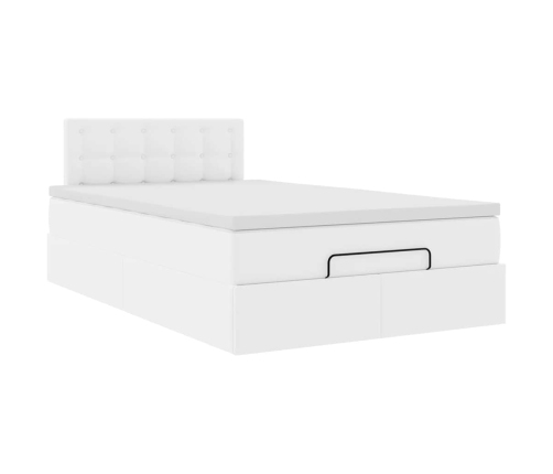 Estructura cama otomana colchón cuero sintético blanco