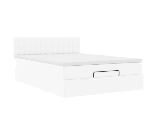 Estructura cama otomana colchón cuero sintético blanco