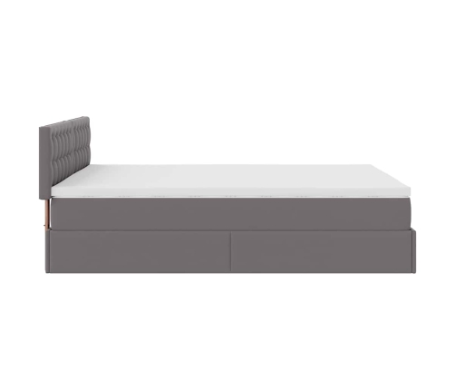 Estructura cama otomana colchón gris 140x190cm cuero sintético