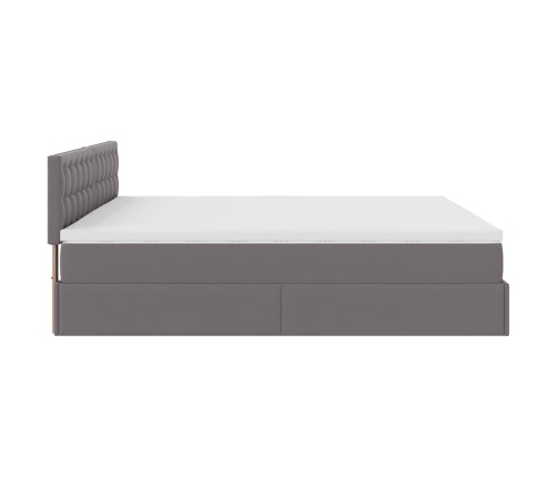 Estructura cama otomana colchón cuero sintético gris 180x200cm