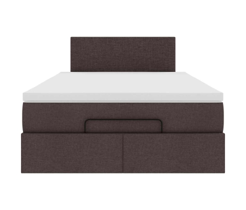 Cama otomana con colchón marrón oscuro 120x200 cm tela
