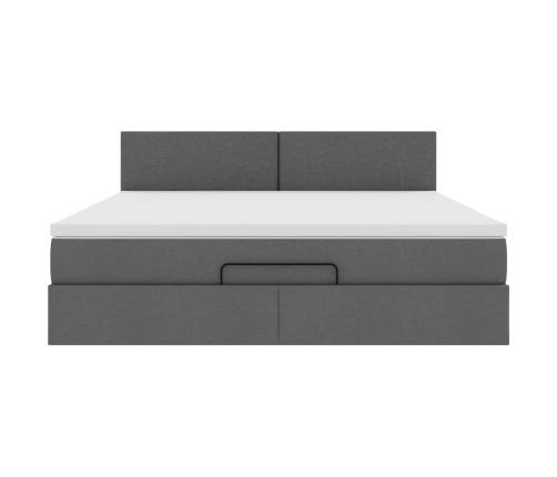 Estructura cama otomana colchón tela gris oscuro 160x200 cm
