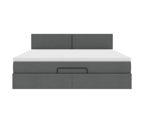 Estructura cama otomana colchón tela gris oscuro 180x200cm