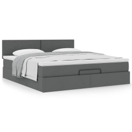 Estructura cama otomana colchón tela gris oscuro 180x200cm