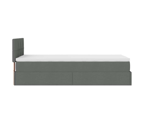 Estructura cama otomana colchón tela gris oscuro 90x190cm