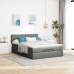 Cama otomana con colchón gris oscuro 140x200 cm tela