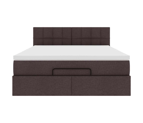 Estructura cama otomana colchón tela marrón oscuro 140x200cm