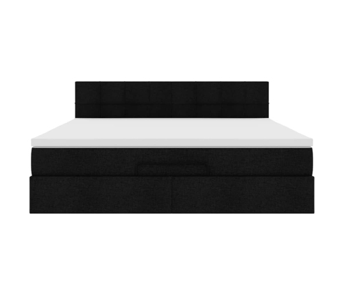 Estructura de cama otomana con colchón tela negra 160x200 cm