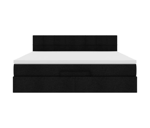 Estructura de cama otomana con colchón tela negra 180x200cm