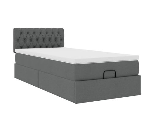 Estructura cama otomana colchón tela gris oscuro 80x200cm