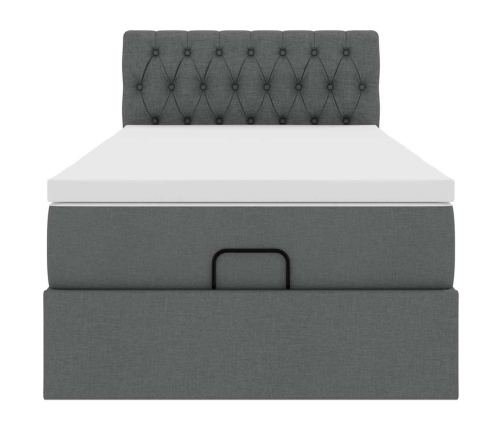Estructura cama otomana colchón tela gris oscuro 80x200cm