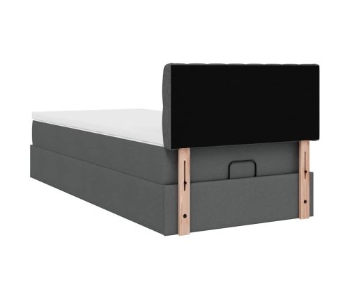 Estructura cama otomana colchón tela gris oscuro 80x200cm
