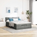 Cama otomana con colchón gris oscuro 140x190 cm tela