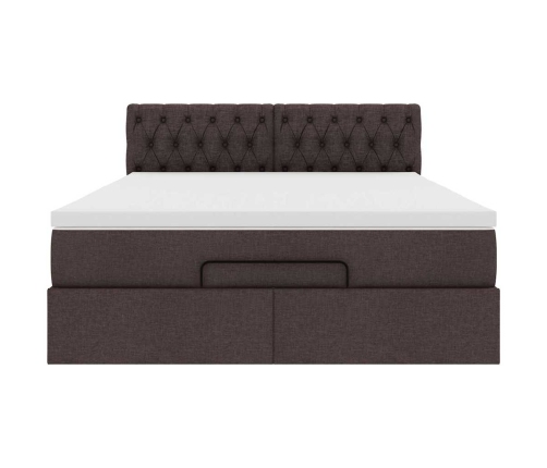 Estructura cama otomana colchón tela marrón oscuro 140x200cm