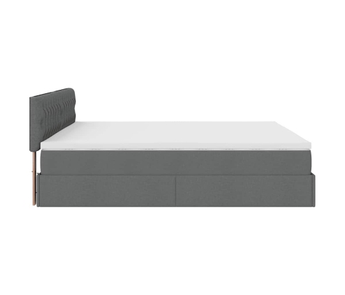 Estructura de cama otomana con colchón gris oscuro 200x200 cm