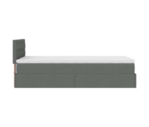 Estructura cama otomana colchón tela gris oscuro 90x190cm