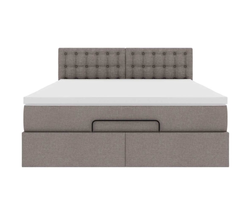 Cama otomana con colchón tela gris pardo 140x200 cm