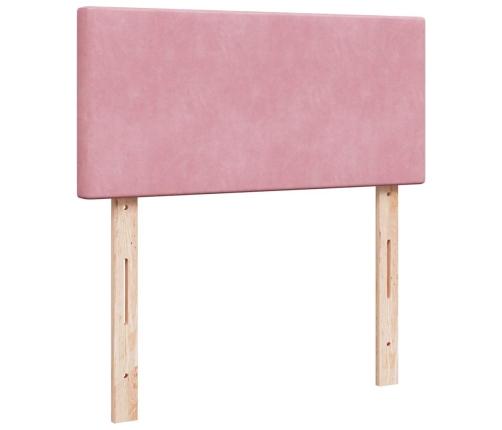 Estructura cama otomana con colchón terciopelo rosa 90x190cm