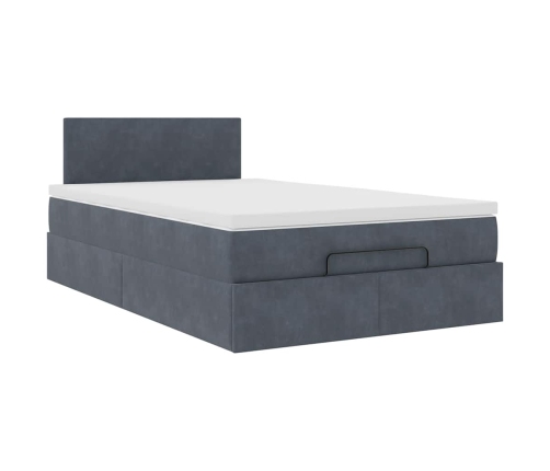 Cama otomana con colchón 120x190 cm terciopelo gris oscuro