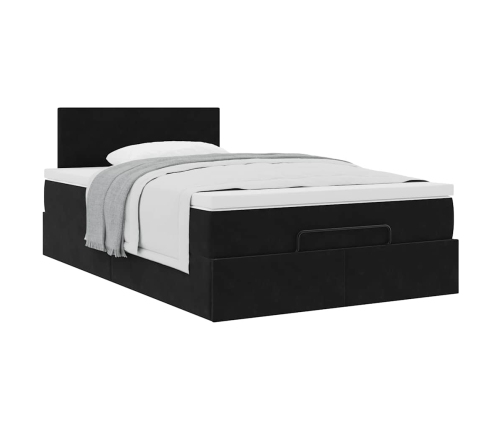 Cama otomana con colchón 120x190 cm terciopelo negro