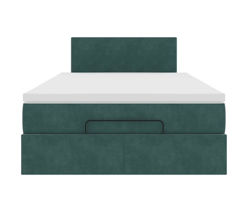 Cama otomana con colchón 120x190 cm terciopelo verde oscuro