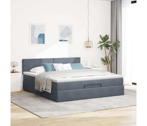 Estructura cama otomana con colchón gris oscuro 160x200 cm