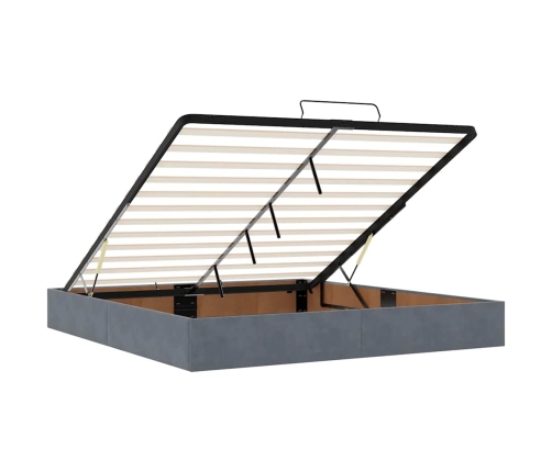 Estructura cama otomana con colchón gris oscuro 160x200 cm