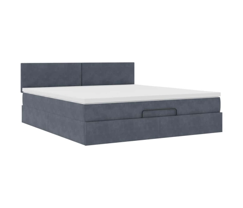 Estructura cama otomana con colchón gris oscuro 160x200 cm