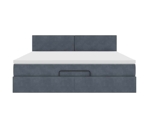 Estructura cama otomana con colchón gris oscuro 160x200 cm