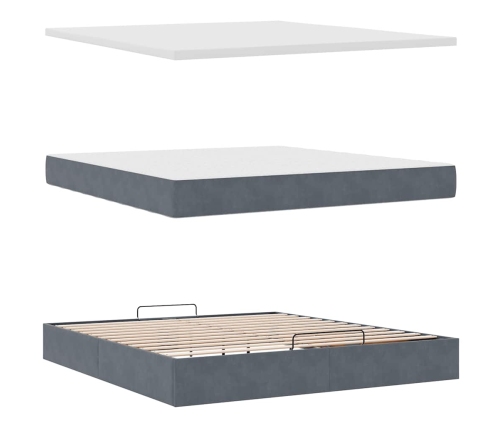 Estructura cama otomana con colchón gris oscuro 160x200 cm