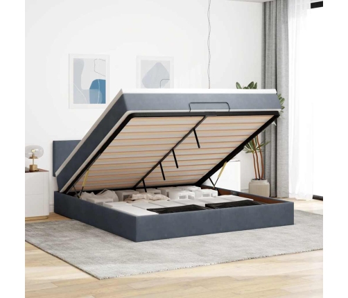 Estructura cama otomana con colchón gris oscuro 160x200 cm