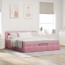 Estructura cama otomana con colchón terciopelo rosa 200x200 cm