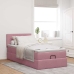 Estructura cama otomana con colchón terciopelo rosa 90x190cm