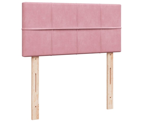 Estructura cama otomana con colchón terciopelo rosa 90x190cm