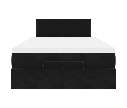 Cama otomana con colchón 120x190 cm terciopelo negro