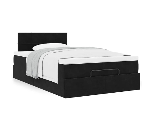 Cama otomana con colchón 120x190 cm terciopelo negro