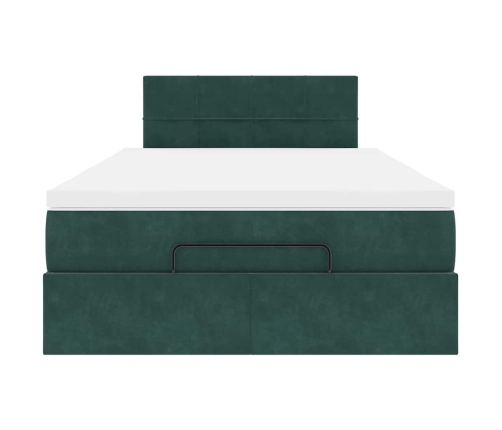Cama otomana con colchón 120x190 cm terciopelo verde oscuro