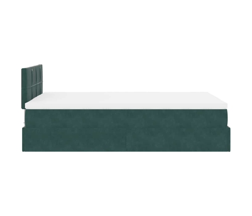 Cama otomana con colchón 120x190 cm terciopelo verde oscuro
