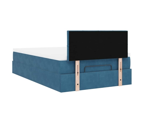 Cama otomana con colchón 120x190 cm terciopelo azul oscuro