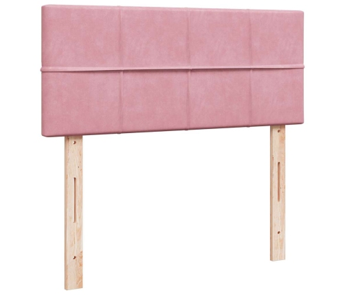 Cama otomana con colchón terciopelo rosa 120x190 cm