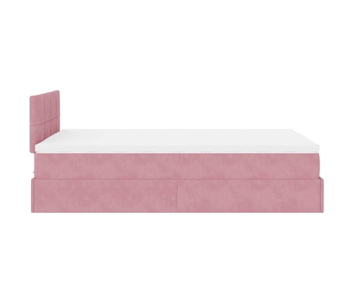 Cama otomana con colchón terciopelo rosa 120x190 cm