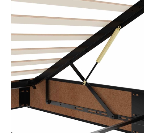 Estructura cama otomana colchón terciopelo negro 140x200cm